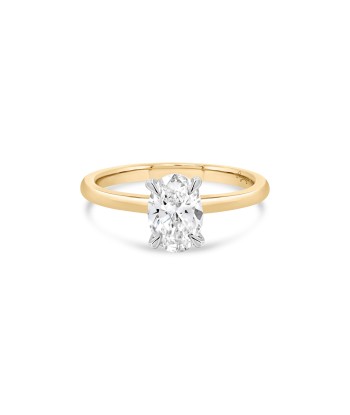 1.00CT Lab Grown Oval Yellow Gold Engagement Ring la colonne vertébrale