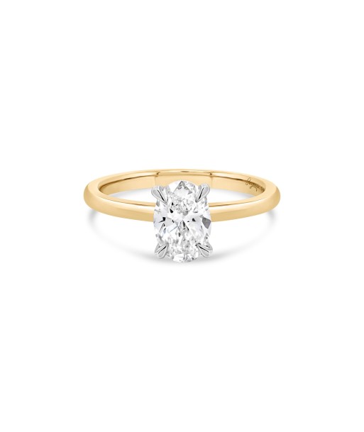 1.00CT Lab Grown Oval Yellow Gold Engagement Ring la colonne vertébrale