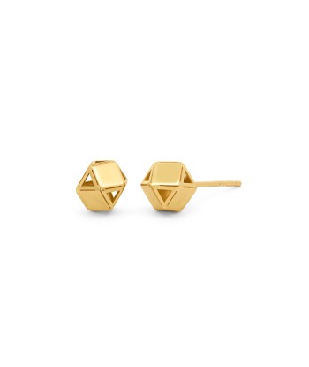 Yellow Gold Octagon Stud Earrings le des métaux précieux