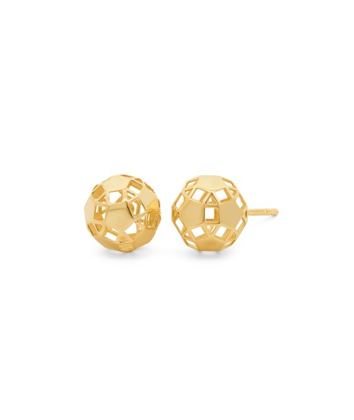 Yellow Gold Open Ball Stud Earrings plus qu'un jeu 