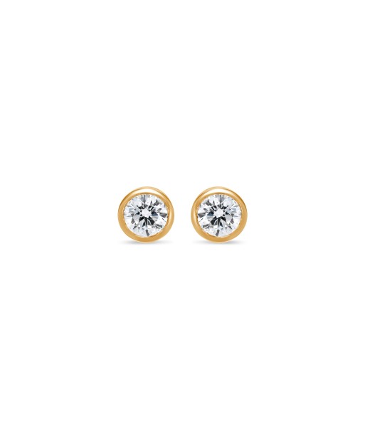 Yellow Gold 1.00CTW Lab Grown Round Diamond Stud Earrings de pas cher