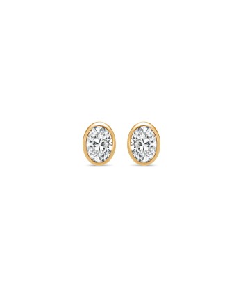 Yellow Gold 1.00CTW Lab Grown Oval Diamond Stud Earrings brillant des détails fins