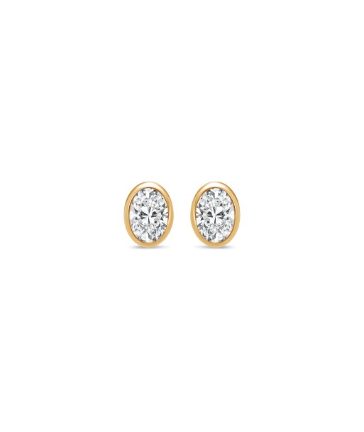 Yellow Gold 1.00CTW Lab Grown Oval Diamond Stud Earrings brillant des détails fins