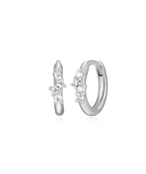 Monte Luna Silver Four Stone Hoop Earrings soldes