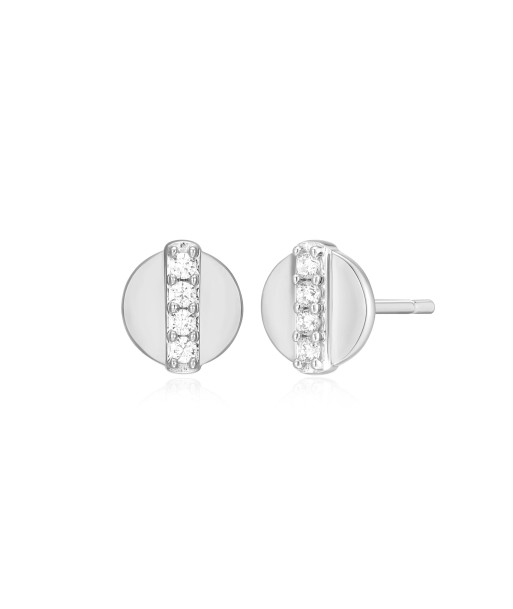 Monte Luna Silver Button Stud Earrings en linge