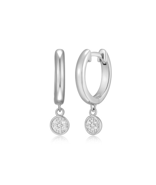 Monte Luna Silver Circle Drop Earrings en stock