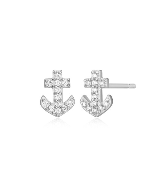 Monte Luna Silver Anchor Stud Earrings en linge