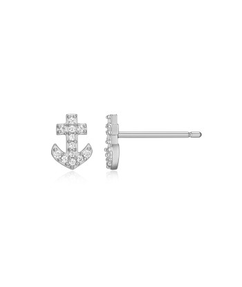 Monte Luna Silver Anchor Stud Earrings en linge