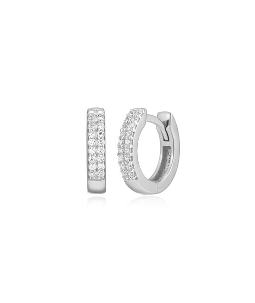 Monte Luna Silver Double Row Hoop Earrings pas cheres