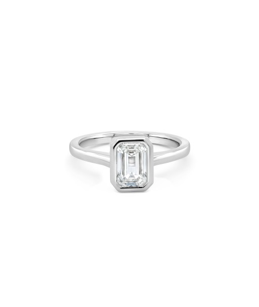 1.00CT Lab Grown Emerald Cut White Gold Engagement Ring Venez acheter