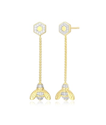 Monte Luna Gold Plated Bee Drop Earrings rembourrage situé sous