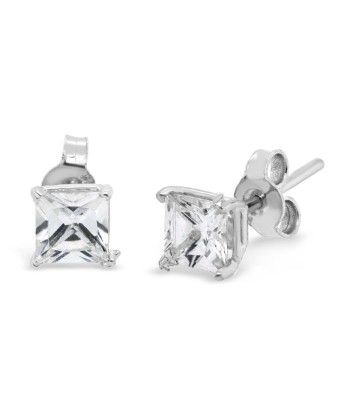 10k White Gold CZ Princess Cut Earrings suggérées chez