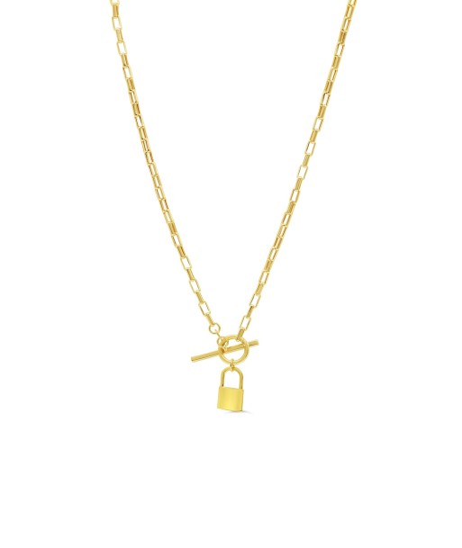 Yellow Gold Lock Toggle Necklace Faites des économies