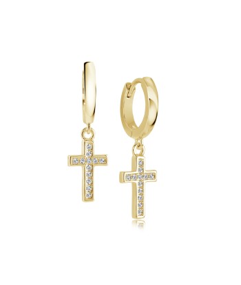 Italgem Stainless Steel Gold Tone Cross Earrings des créatures d'habitude