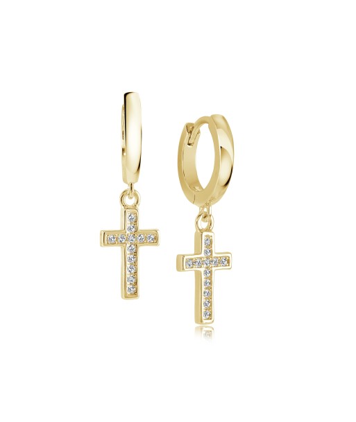 Italgem Stainless Steel Gold Tone Cross Earrings des créatures d'habitude