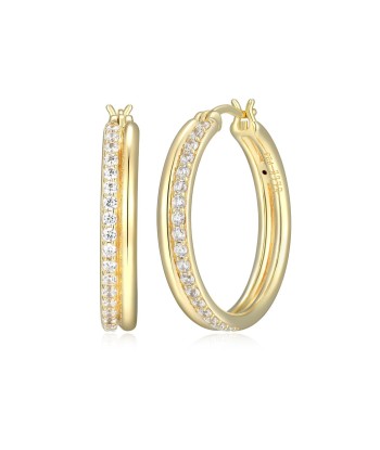 26MM Elle Gold Plated Sterling Silver CZ Hoop Earrings solde