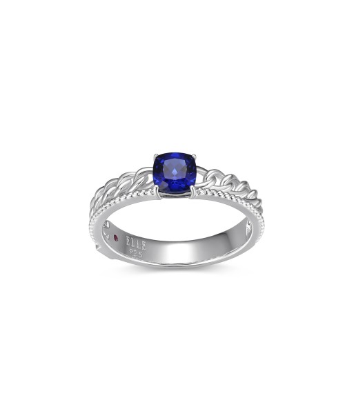 Elle Sterling Silver Weave Sapphire Ring pas cher 