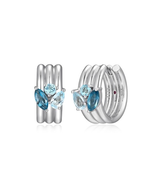 16MM Elle Goddess Blue Topaz Sterling Silver Earrings Le MVP de beaucoup