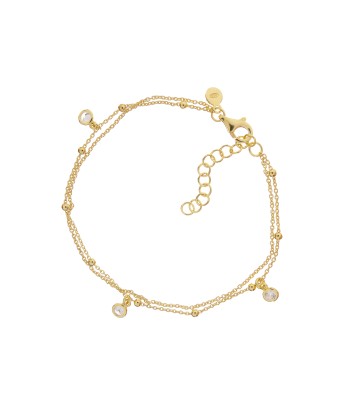 Casablanca Gold Plated Sterling Silver CZ Beaded Bracelet Jusqu'à 80% De Réduction