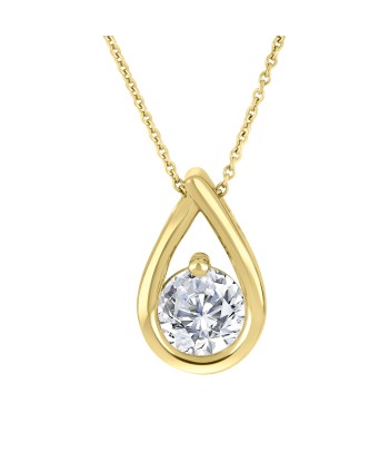 Casablanca Sterling Silver Yellow Gold Plated Lab Grown Round 1.00CT TDW Diamond Necklace français