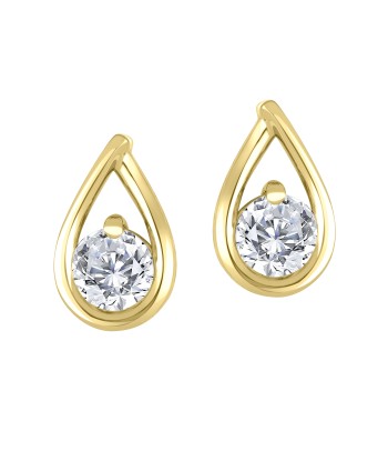 Casablanca Sterling Silver Yellow Gold Plated Lab Grown Round 1.00CT TDW Diamond Earrings chez Cornerstreet bien 