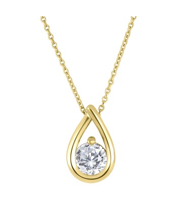 Casablanca Sterling Silver Yellow Gold Plated Lab Grown .50CT TDW Round Diamond Necklace brillant des détails fins