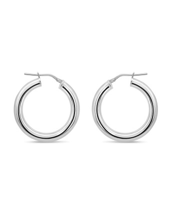 Casablanca Sterling Silver Smooth Hoop Earrings: Medium Véritable concentré