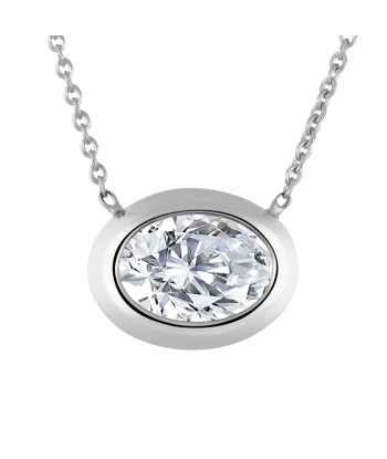 Casablanca 1.50ct Sterling Silver Oval lab Grown Bezel Necklace votre restaurant rapide dans 