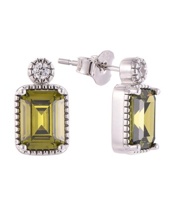 Casablanca Sterling Silver Emerald Cut Birthstone Earrings pas cher