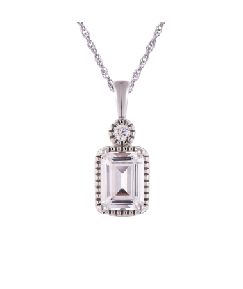 Casablanca Emerald Cut Birthstone Sterling Silver Necklace une grave pollution 