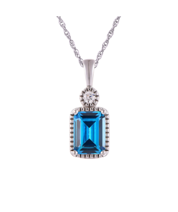 Casablanca Emerald Cut Birthstone Sterling Silver Necklace une grave pollution 