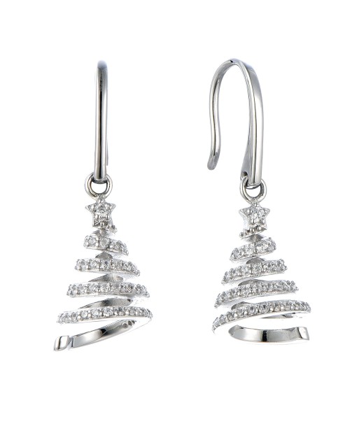 Casablanca Sterling Silver Spiral CZ Christmas Tree Earrings Comparez et commandez 