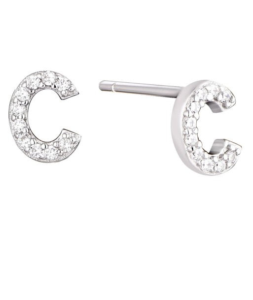 Casablanca Sterling Silver Initial Stud Earrings: C offre 