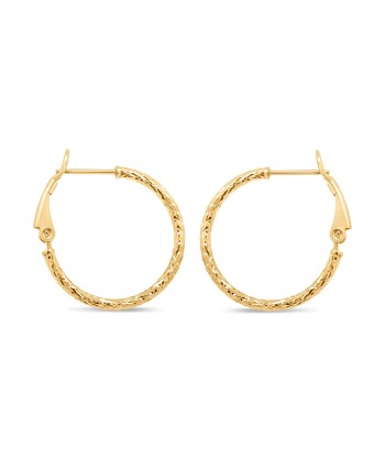 Yellow Gold Plated Diamond Cut Hoop Earrings du meilleur 