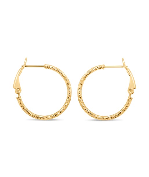 Yellow Gold Plated Diamond Cut Hoop Earrings du meilleur 