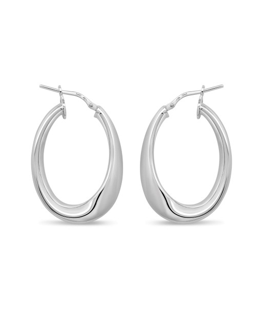 Sterling Silver Medium Oval Hoop Earrings 50% de réduction en Octobre 2024