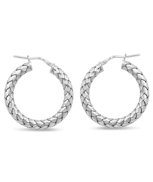 Sterling Silver Medium Pattern Hoop Earrings les ligaments