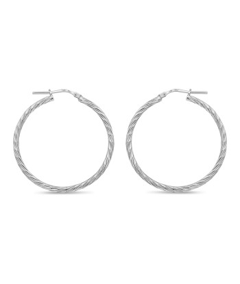 Sterling Silver Medium Twist Hoop Earrings de la marque