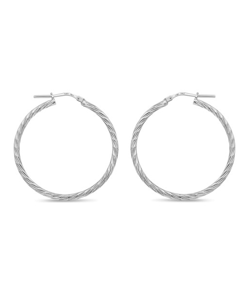 Sterling Silver Medium Twist Hoop Earrings de la marque