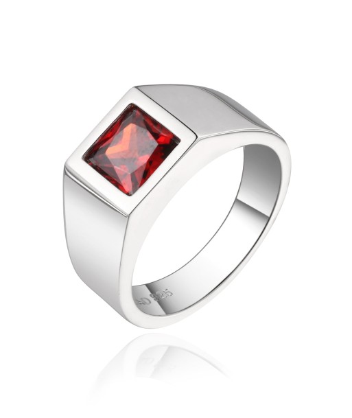 Casablanca Men's Red CZ Sterling Silver Square Ring 50-70% off 