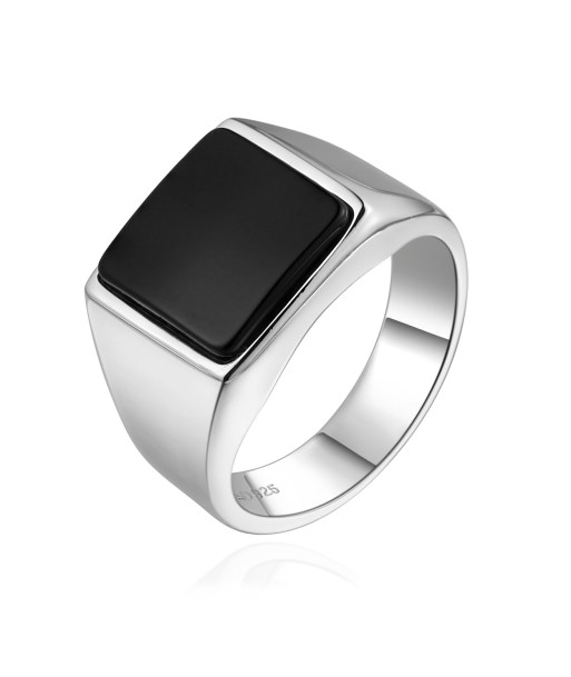 Casablanca Men's Black CZ Square Sterling Silver Ring plus qu'un jeu 