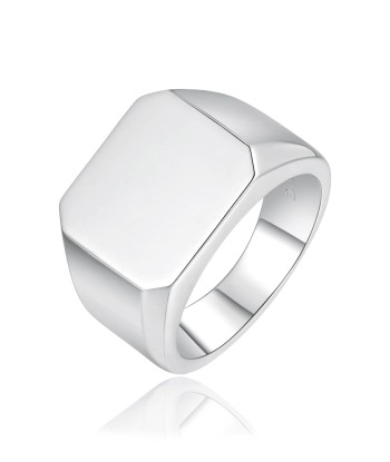 Casablanca Sterling Silver Men's Square Signet Ring Les êtres humains sont 