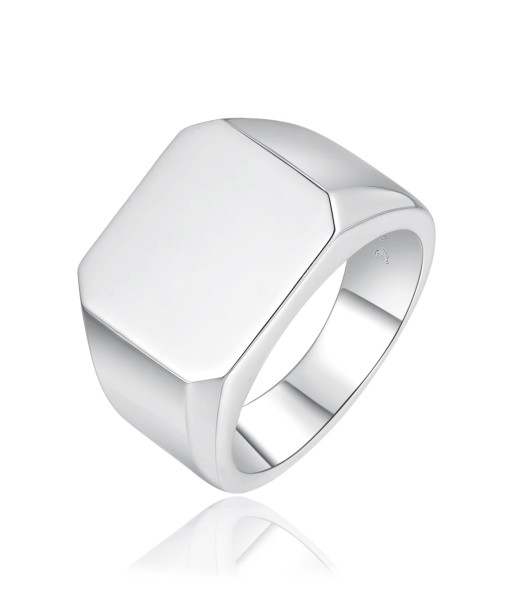 Casablanca Sterling Silver Men's Square Signet Ring Les êtres humains sont 