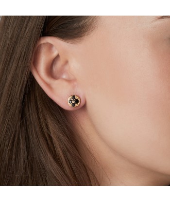 Earrings Novara Piccolo with black zirconia s'inspire de l'anatomie humaine