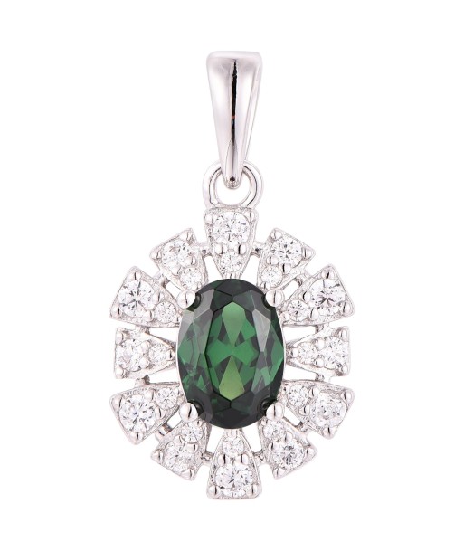 Casablanca Sterling Silver Emerald CZ Necklace d'Europe débarque