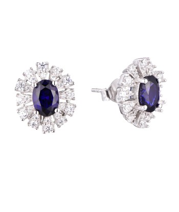 Casablanca Sterling Silver Blue CZ Halo Stud Earrings JUSQU'A -70%! 