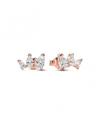 FINAL SALE - Pandora Three Pear Rose Gold Tone Stud Earrings JUSQU'A -70%! 