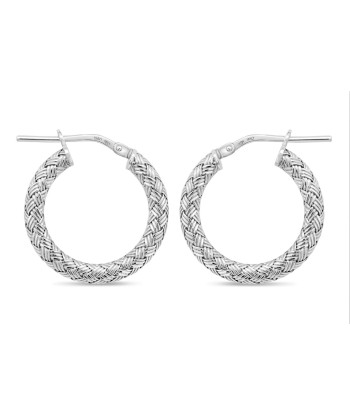 Sterling Silver Small Textured Hoop Earrings français