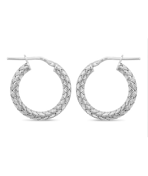 Sterling Silver Small Textured Hoop Earrings français