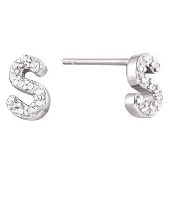 Casablanca Sterling Silver Initial Stud Earrings: S Fin de série